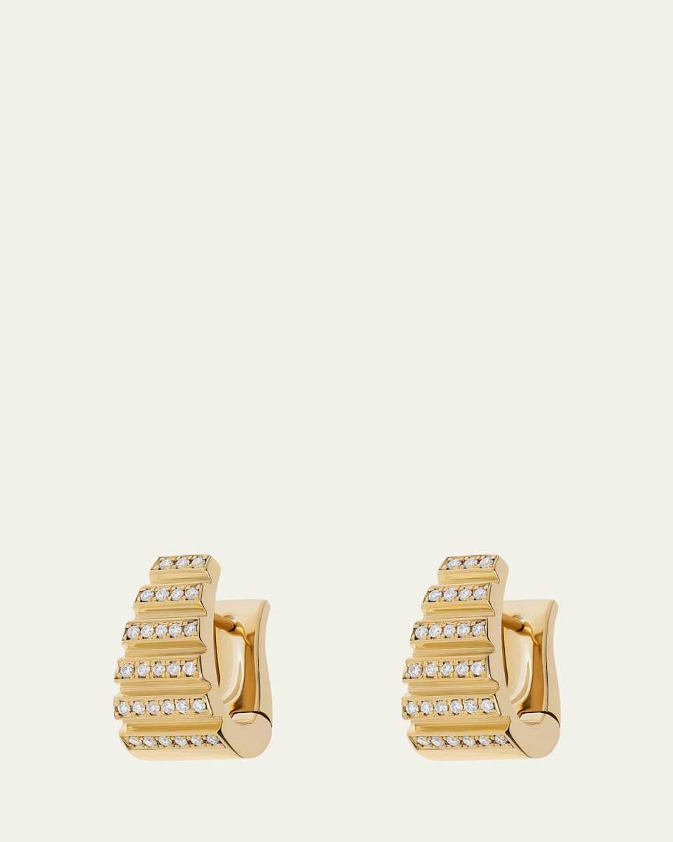 18K Yellow Gold Scalier Large Pave Diamond Hoop Earrings